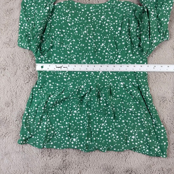 Boden‎ Star Print Tunic Top Tie Front 3/4 Sleeve Green US 8 UK 12 Summer Career - Picture 2 of 7